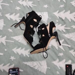 Miss Selfridge Black Lace-Up Heels